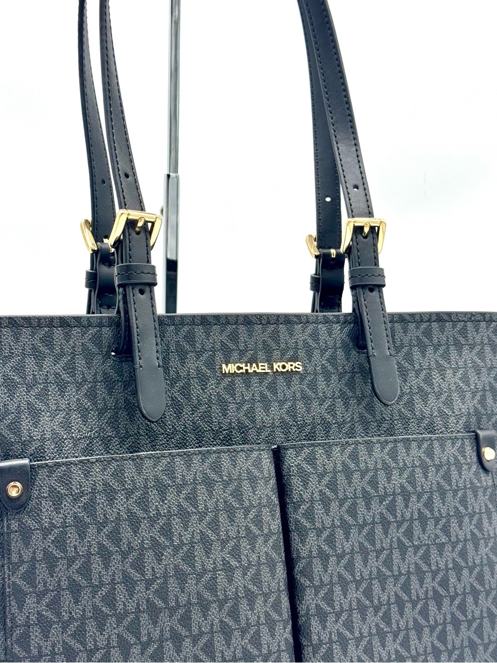 Michael Kors Jet Set Medium Pocket Tote Bag Black Multi - Picture 4 of 10
